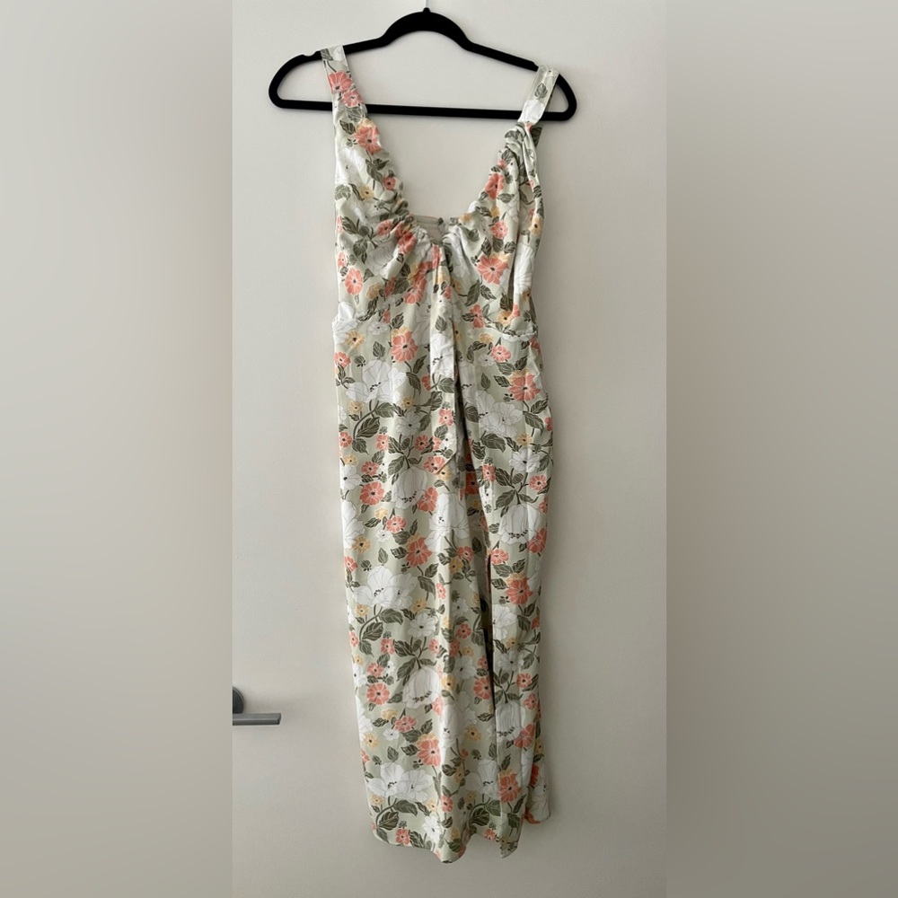 Abercrombie and Fitch Floral Cinched Neck Sleeveless Midi Dress